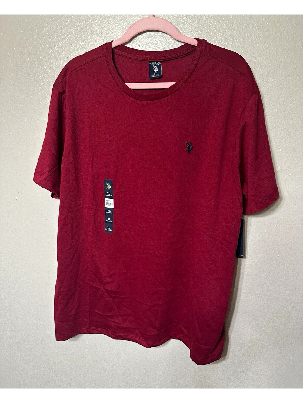U.S. Polo Assn Men’s XL T-Shirt Burgundy Red Crew Neck Short Sleeve Logo NWT